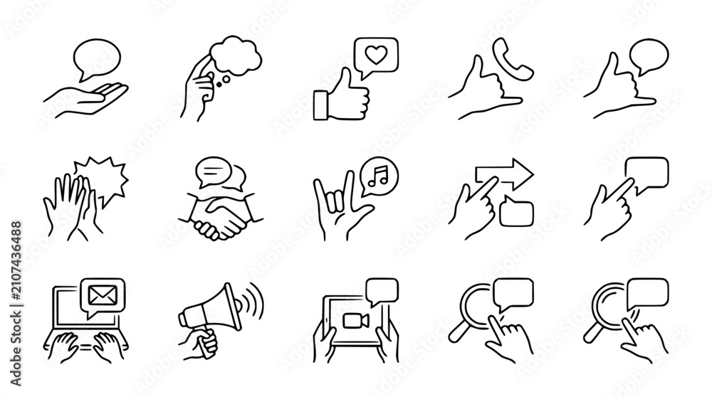 Fototapeta premium Social Media Icons: Communication, Connection, and Engagement Symbols