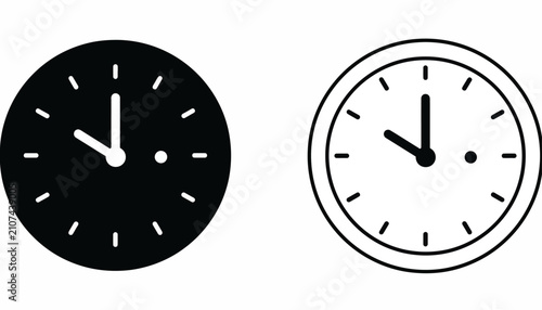 Fotografie Clock icons display two distinct visual styles for timekeeping applications and digital interfaces