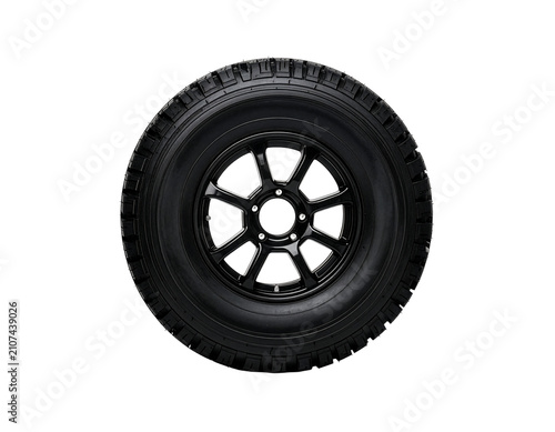 Black Vehicle Tire with Modern Alloy Wheel Assembly