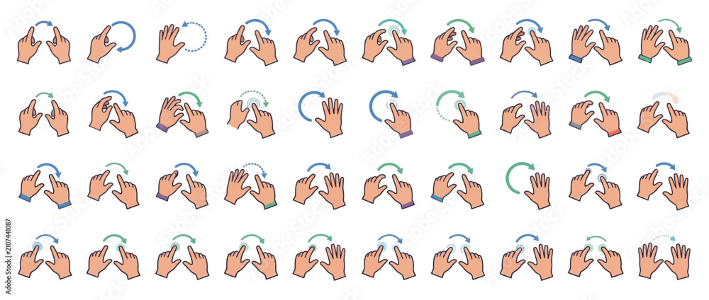 Fototapeta premium Human hand performing a rotate finger gesture on a digital touch screen interface