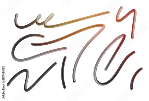 Obraz na plátně Warm earth tone abstract 3d render wavy tubular lines on white background