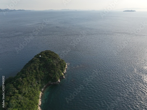 Cuadro en lienzo Aerial View of Kajitori Cape and Lighthouse on the Seto Inland Sea, Imabari, Jap
