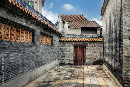 Foshan, Guangdong, China. Bijiang Jinlou (Gold Tower) in Bijiang Village, Beijiao Town, Shunde, a historic Lingnan architectural complex with ancestral halls, residences and exquisite wood carvings.