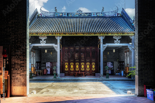 Foshan city, Guangdong, China. Shude Hall: The Ancestral Hall of the Guan Clan in Jiujiang, Nanhai, was built in 1581. The structure is a traditional ancestral hall covering an area of ​​ 6,500 s.m.