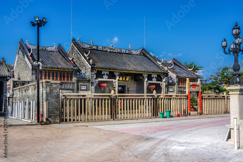 Foshan city, Guangdong, China. Shude Hall: The Ancestral Hall of the Guan Clan in Jiujiang, Nanhai, was built in 1581. The structure is a traditional ancestral hall covering an area of ​​ 6,500 s.m.