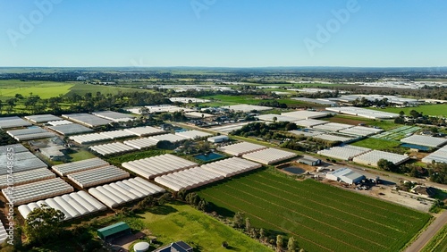 Cuadro en lienzo Virginia, City of Playford, South Australia – 4K aerial drone view of greenhouse
