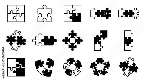 Canvastavla Jigsaw puzzle pieces connected shapes.