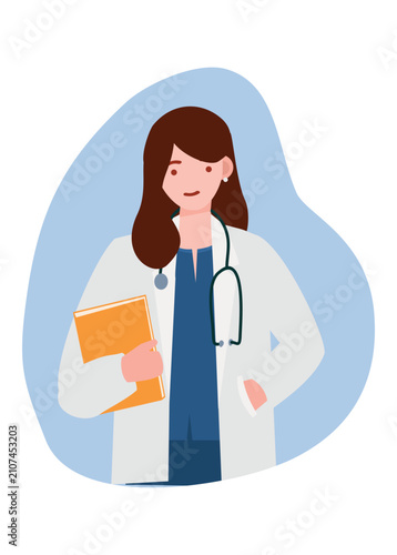 Female doctor figure. Simple flat illustration.