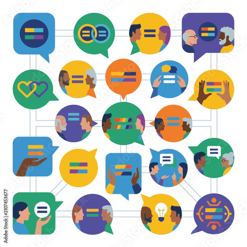 Diversity and Inclusion Dialogue Icons: Equality Concept