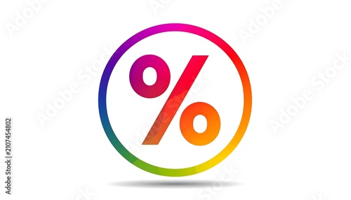 Percentage symbol in a colorful circular gauge.