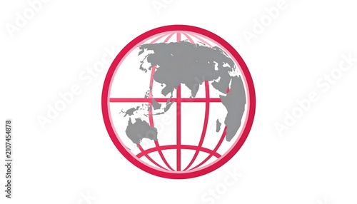 Red prohibition sign with global network illustration.