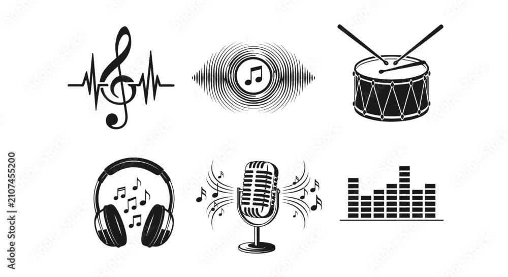 Fototapeta premium Music Symbols and Equipment Icons.