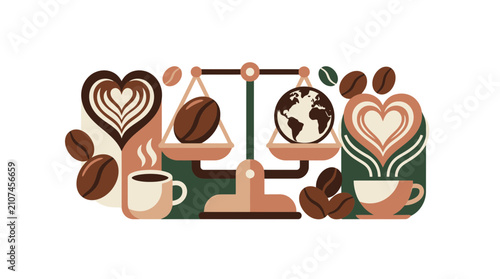 Fair Trade Coffee Concept Illustration