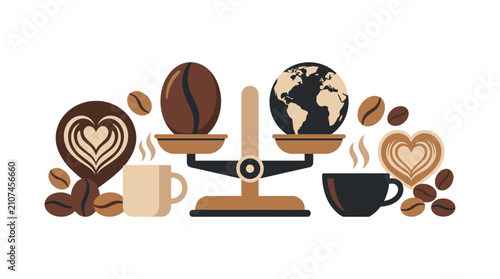 Fair Trade Coffee Conceptual Illustration