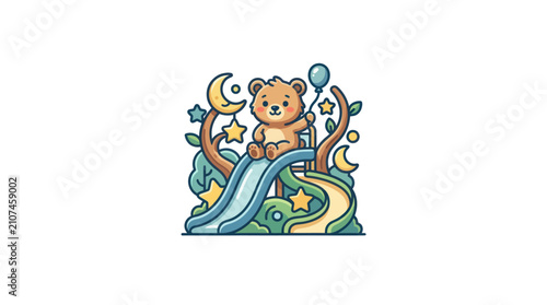 Fotografija Cartoon Teddy Bear Holding Star.