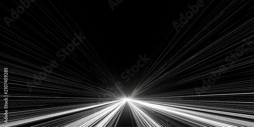 Futuristic digital perspective light road with high speed motion blur effect