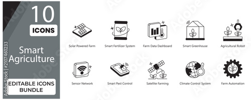 Foto Smart Farm Editable Glyph Icons Bundle