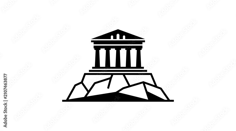 Obraz premium Classical building facade on rocky foundation