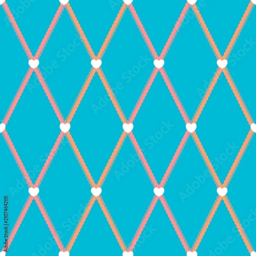 Heart Argyle Pattern with Pink and Peach Diamond Lines