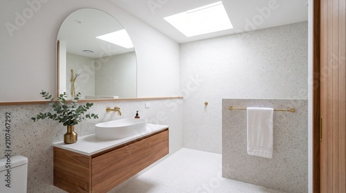 modern bathroom with white tiles