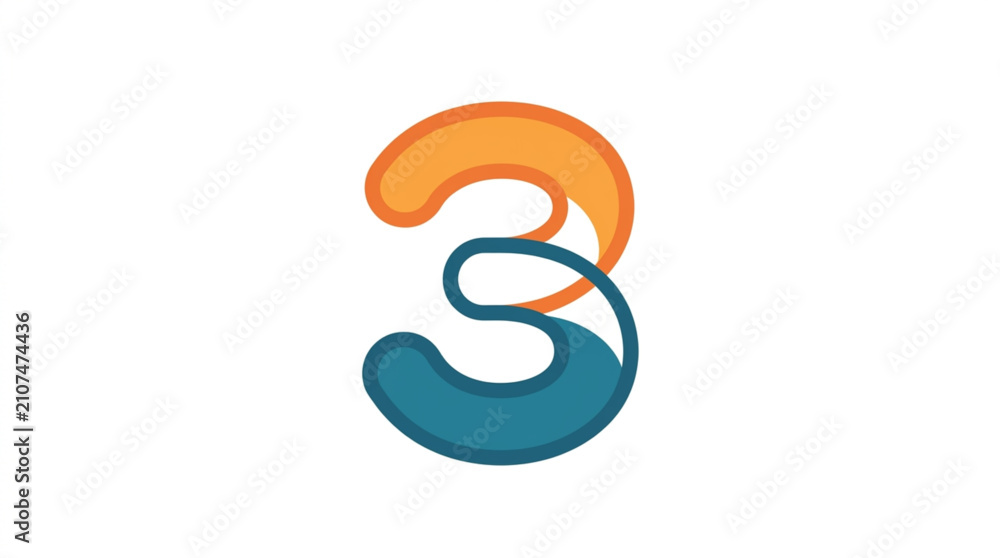 Obraz premium Stylized Number Three Graphic Design.
