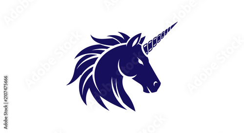 Schilderij op canvas Unicorn head with horn and mane.