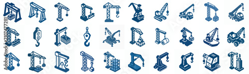 minimalist isometric vector blue crane icon