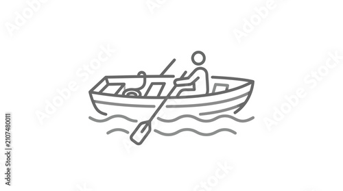 Bild auf Leinwand Person Rowing a Small Boat.