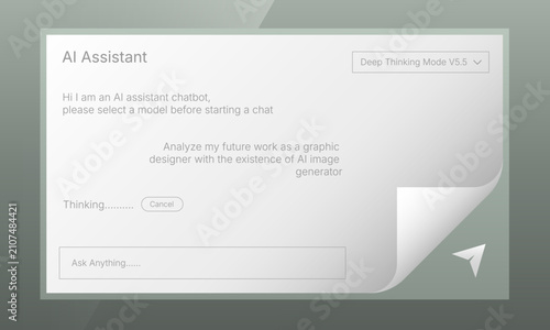 Clean white paper curl AI chatbot assistant user interface template