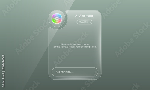 Glassmorphic transparent AI chatbot assistant user interface template