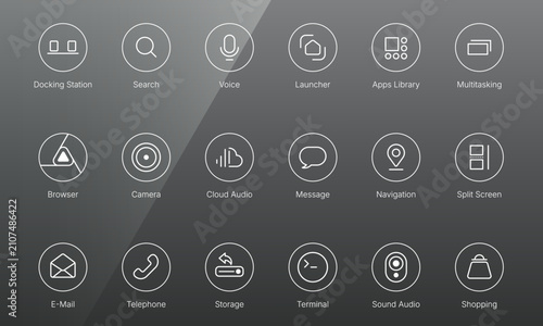 Minimal digital user interface line icon set template