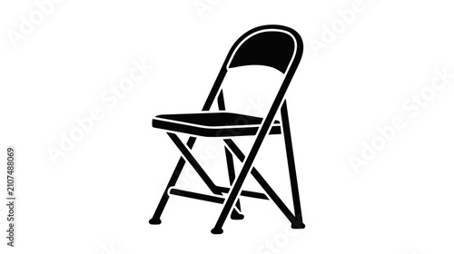 Vector illustration of black silhouette of a folding chair on a transparent background