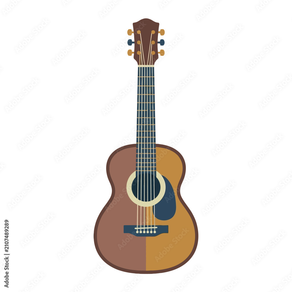 Naklejka premium Brown acoustic guitar isolated on white background for music design