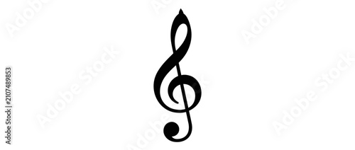 Billede på lærred Black Treble Clef Symbol on White Background