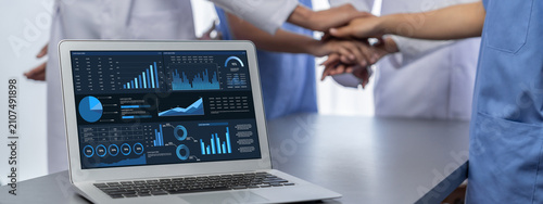 Foto Business data dashboard provide business intelligence analytic for marketing str