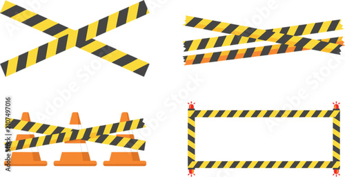 Photos Yellow and black construction warning tape stripes vector illustration