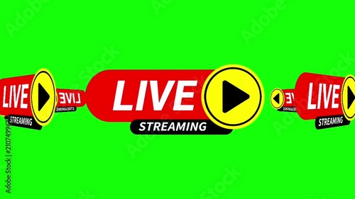 Animated Live Streaming Button Graphic on Green Screen