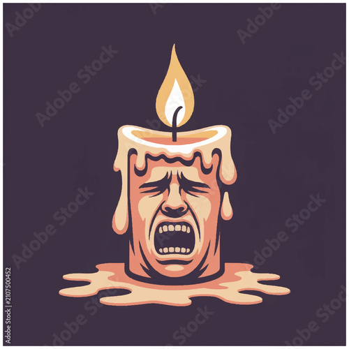 Obraz na płótnie Angry screaming melting candle face portrait.