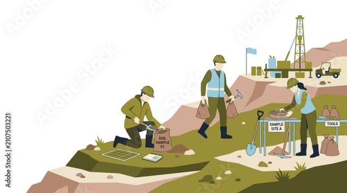 Geologists Collecting Soil Samples for Environmental Research