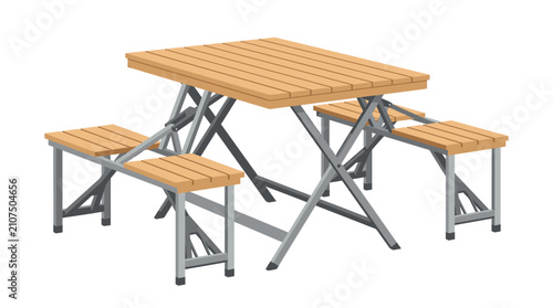 Portable Picnic Table with Benches for Outdoor Use