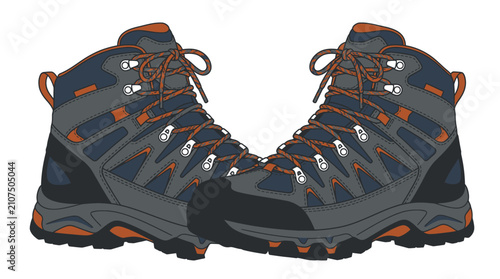 Hiking Boots Illustration for Outdoor Gear Commercial Use