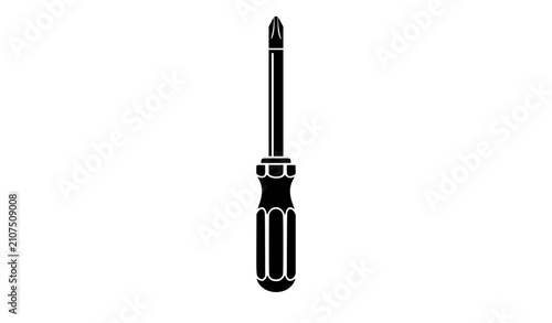 Konstfotografi Black and white phillips head screwdriver vector illustration icon isolated on background for hardware tool, repair service, construction design, maintenance concept