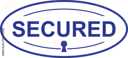 Blue secured stamp icon with a keyhole symbol