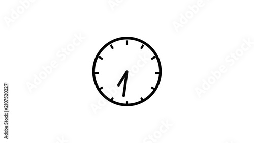 clock icon animation on write background. analog clock timer circle animated. 