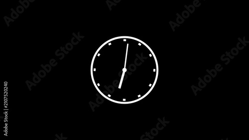 clock icon animation on black background. analog clock timer circle animated. 
