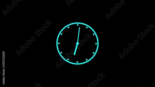 clock icon animation on black background. analog clock timer circle animated. 