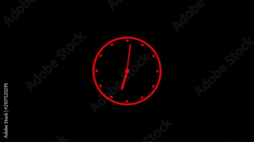 clock icon animation on black background. analog clock timer circle animated. 