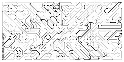 Canvastavla Abstract printed circuit board track design with bold curved trace lines and cir