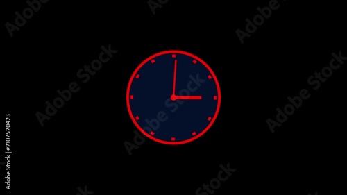 clock icon animation on black background. analog clock timer circle animated. 