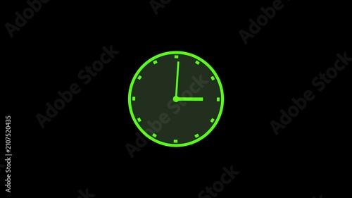 clock icon animation on black background. analog clock timer circle animated. 